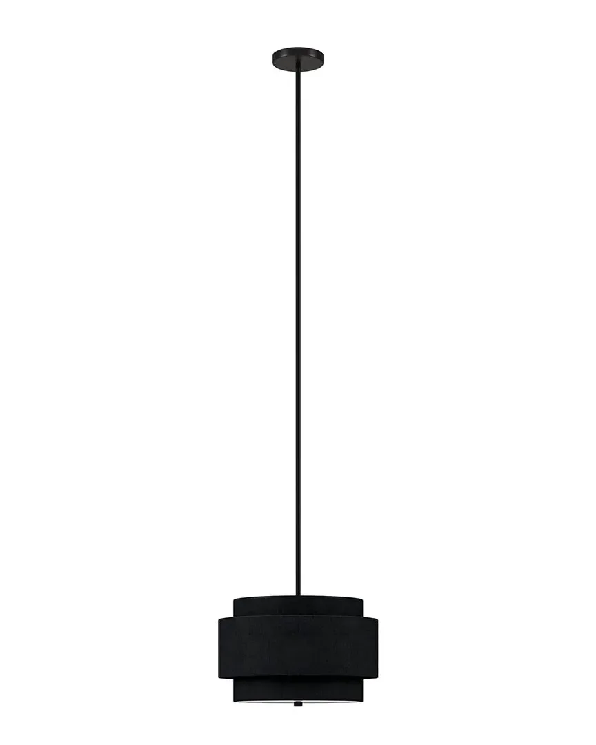 Solomon 16in 2-Light Pendant with Tiered Fabric Shade - Black image