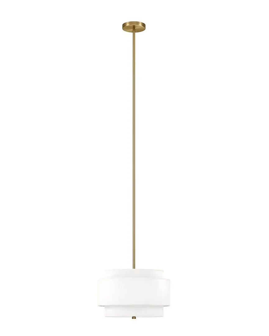 Solomon 16in 2-Light Pendant with Tiered Fabric Shade - White