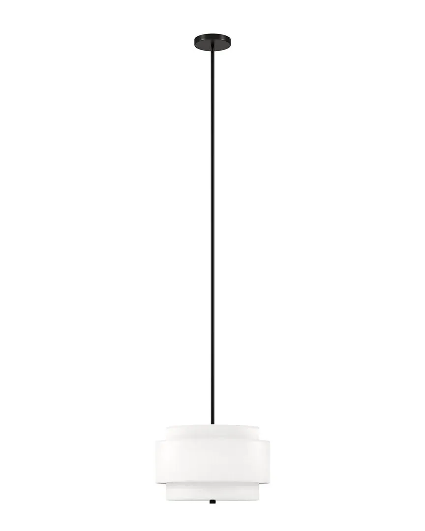 Solomon 16in 2-Light Pendant with Tiered Fabric Shade - White