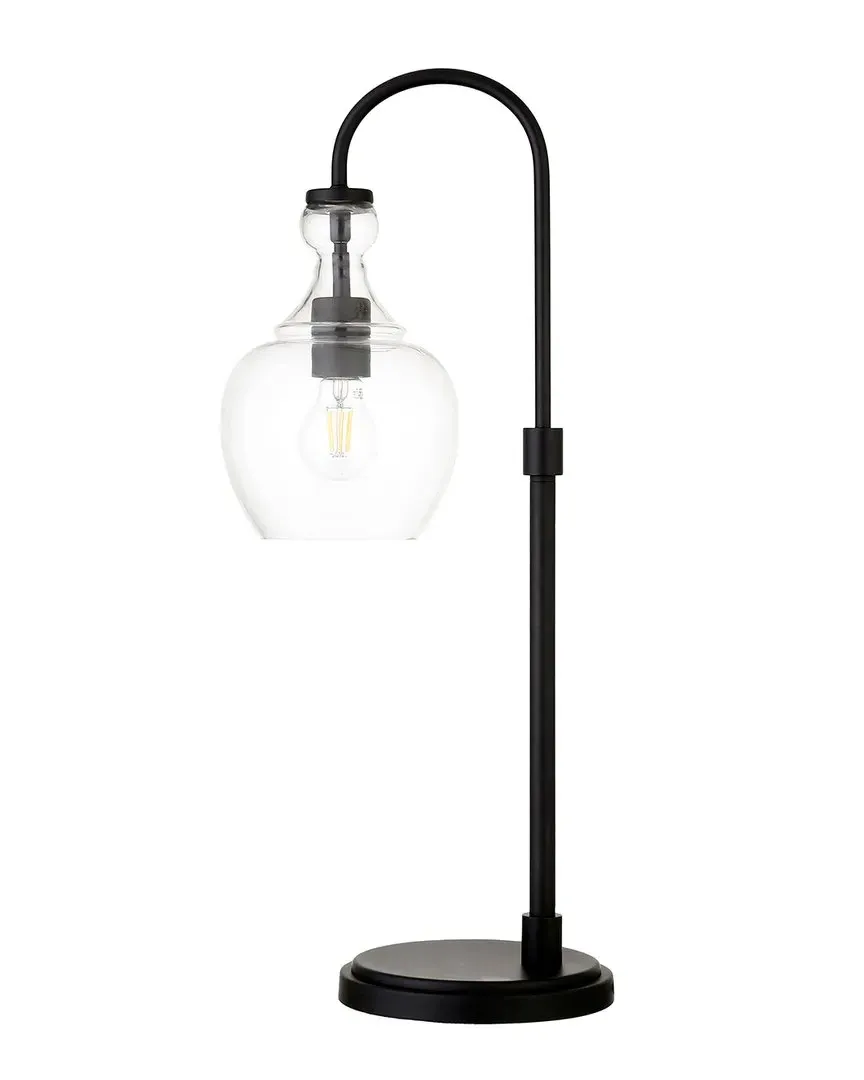 Verona Arc Table Lamp with Glass Shade - Black, Metal