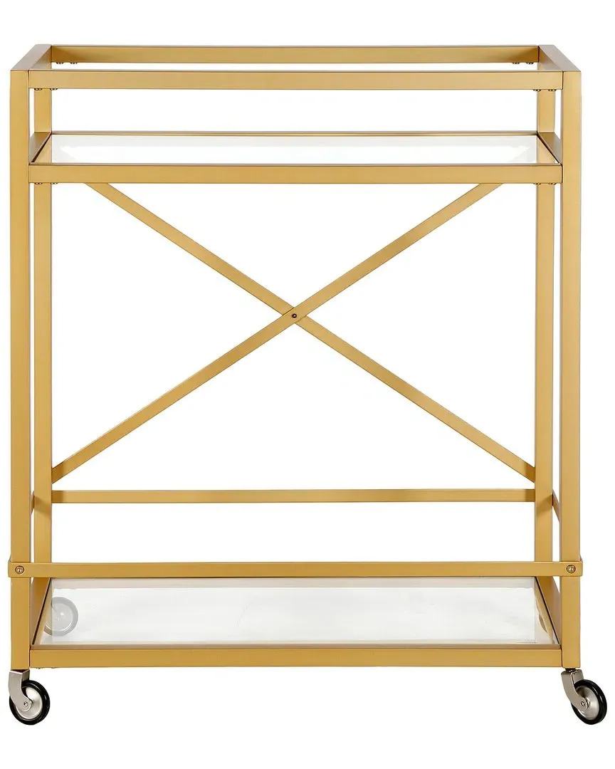 Wilson Bar Cart with Glass Shelves - Gold, Steel image