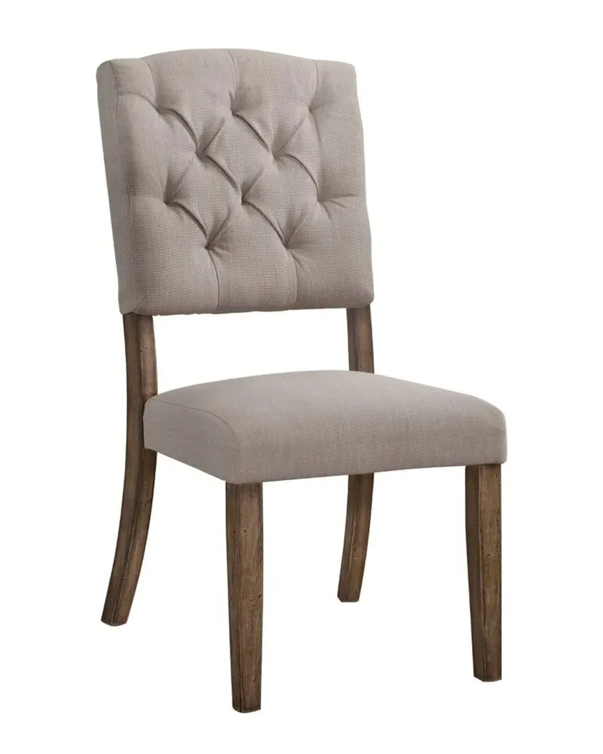 Bernard Set of 2 Side Chairs - Cream, Weathered Oak