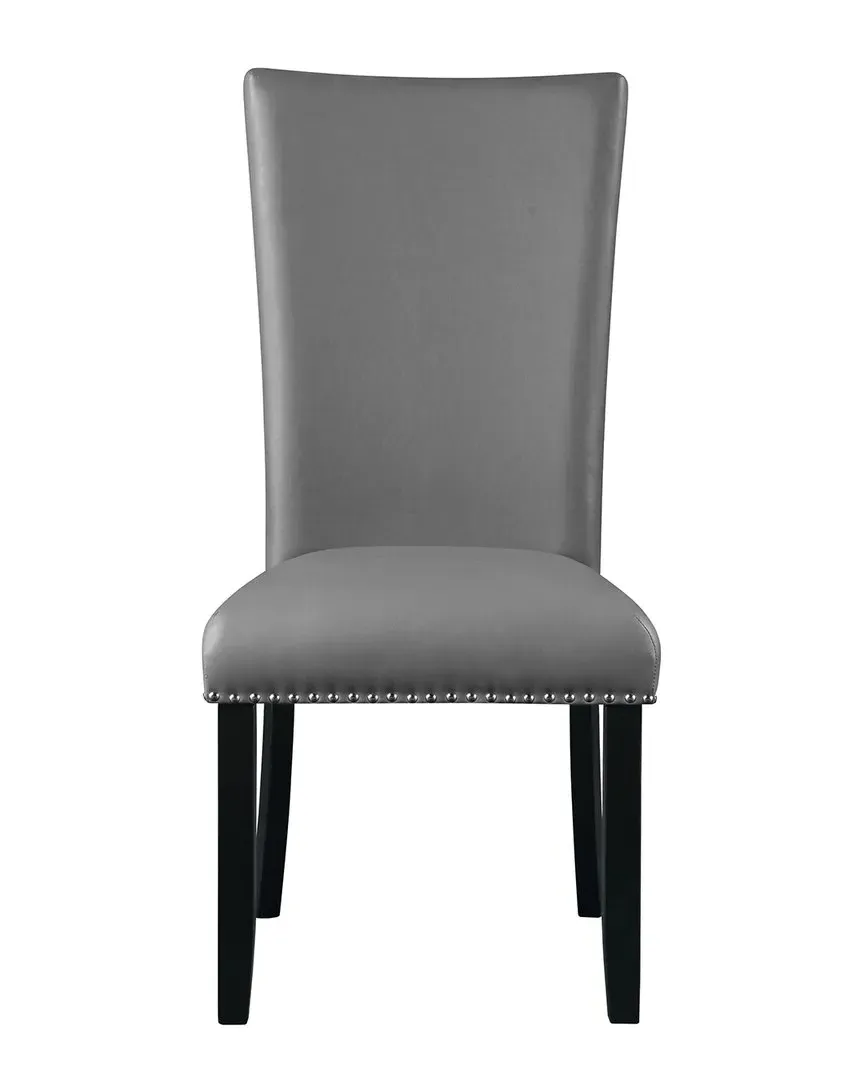 Caralin Side Chair Set of 2 - Grey, Synthetic Leather