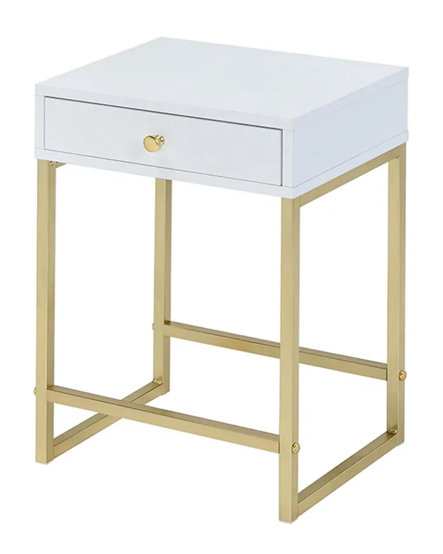 Coleen Side Table - White, Brass image