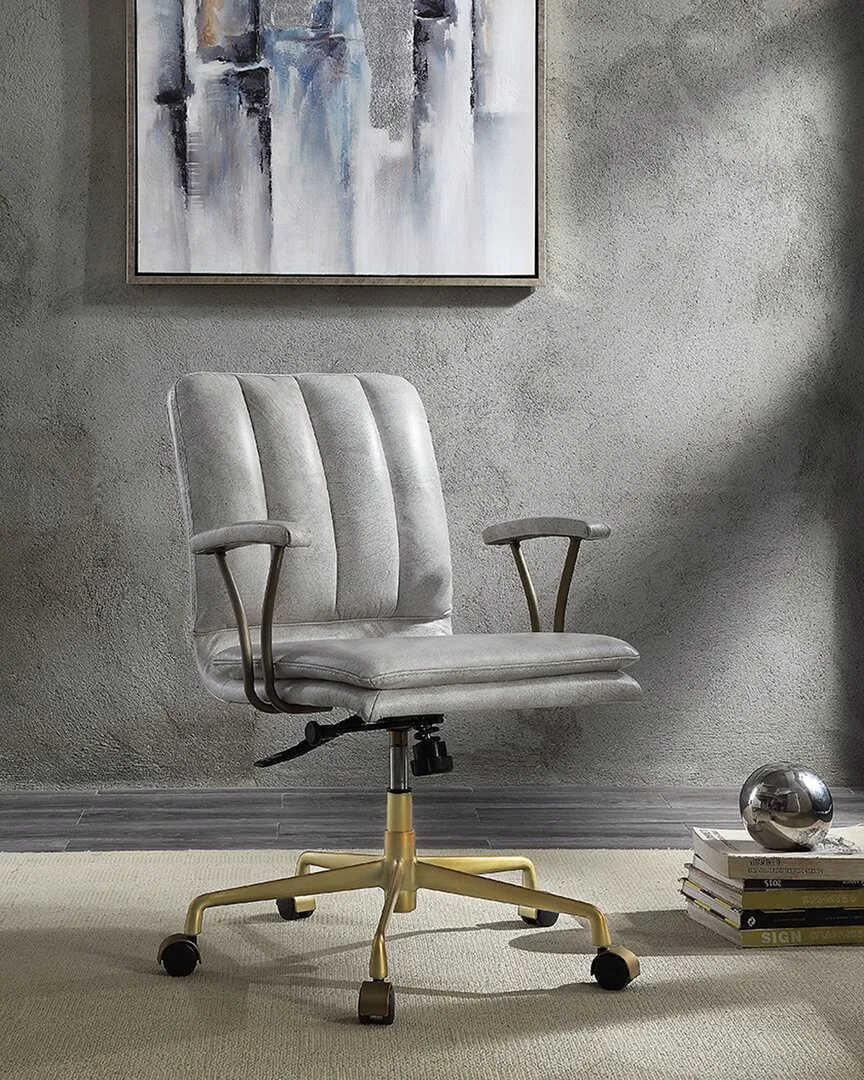 Damir High Back Office Chair - Vintage White, Leather image