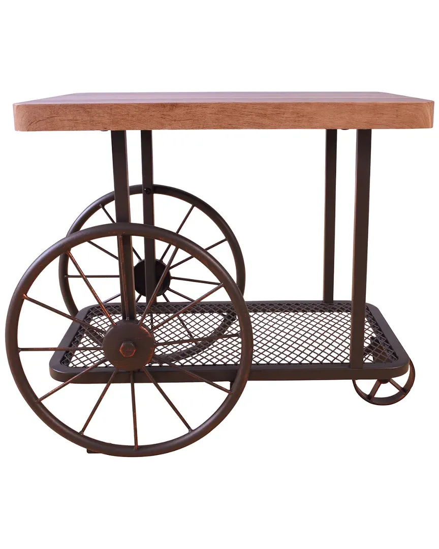 Francie End Table with Wheels - Oak, Metal image