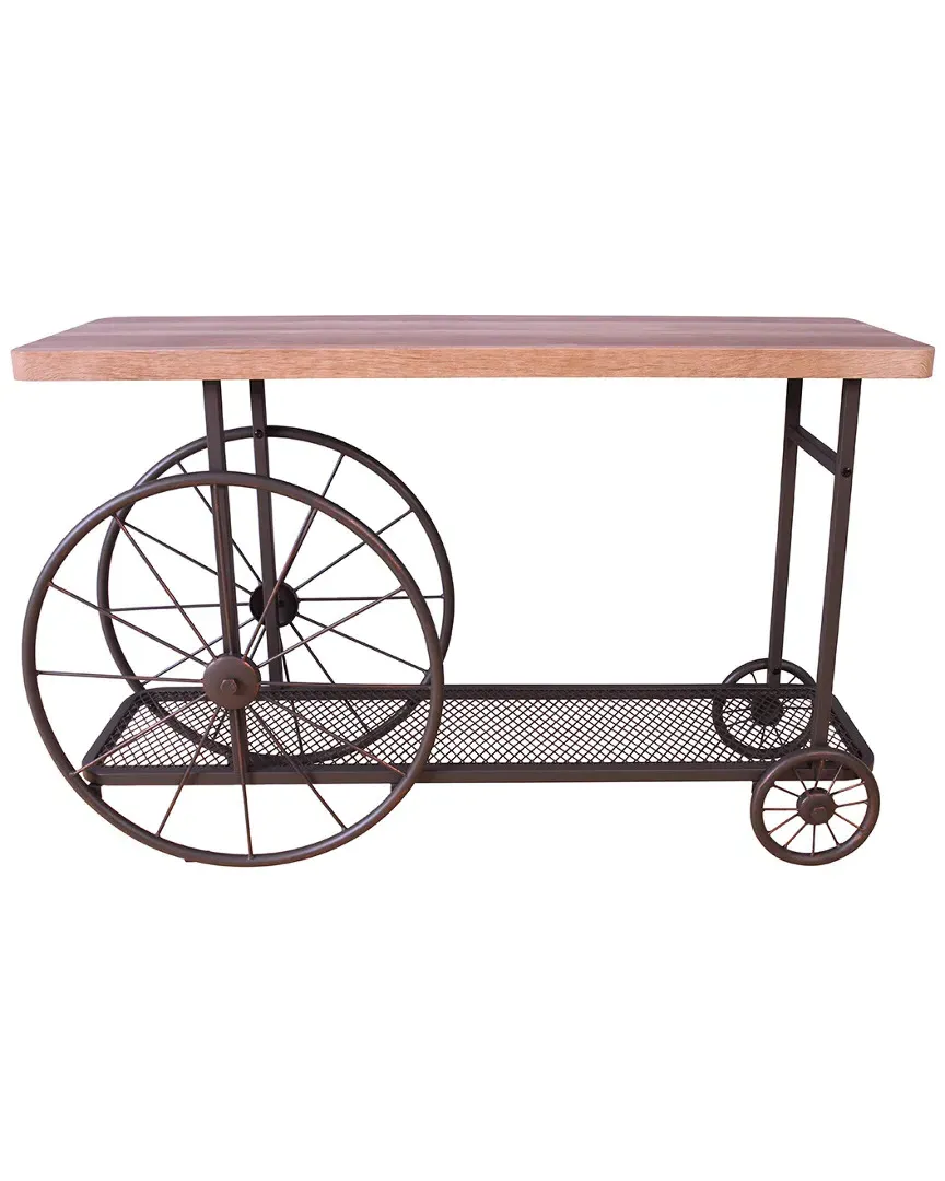 Francie Sofa Table with Wheels - Oak, Metal image