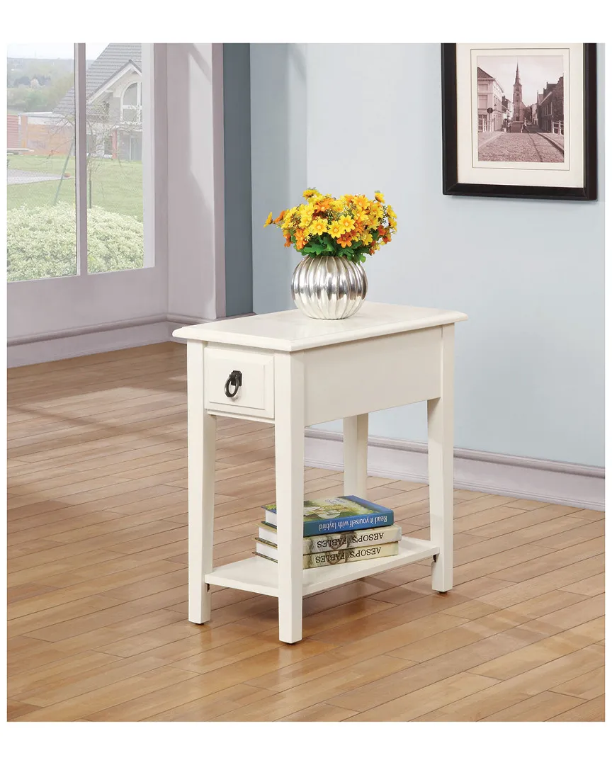 Jeana Side Table with Storage - White
