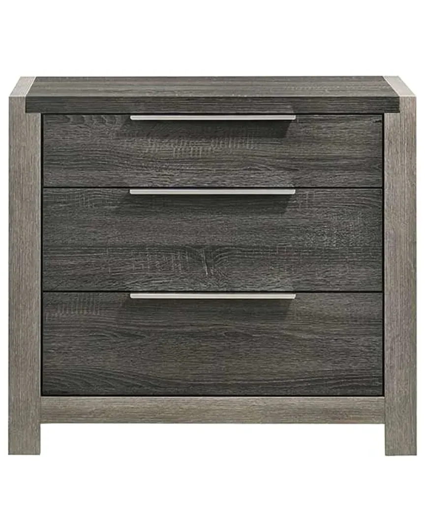 Jehoram 3-Drawer Nightstand - Grey, Wood