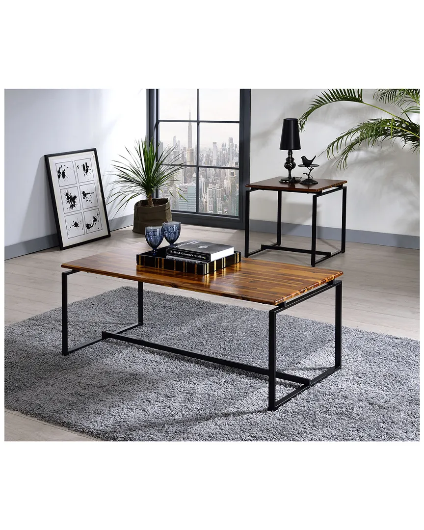 Jurgen 3-Piece Coffee and End Table Set - Oak, Metal
