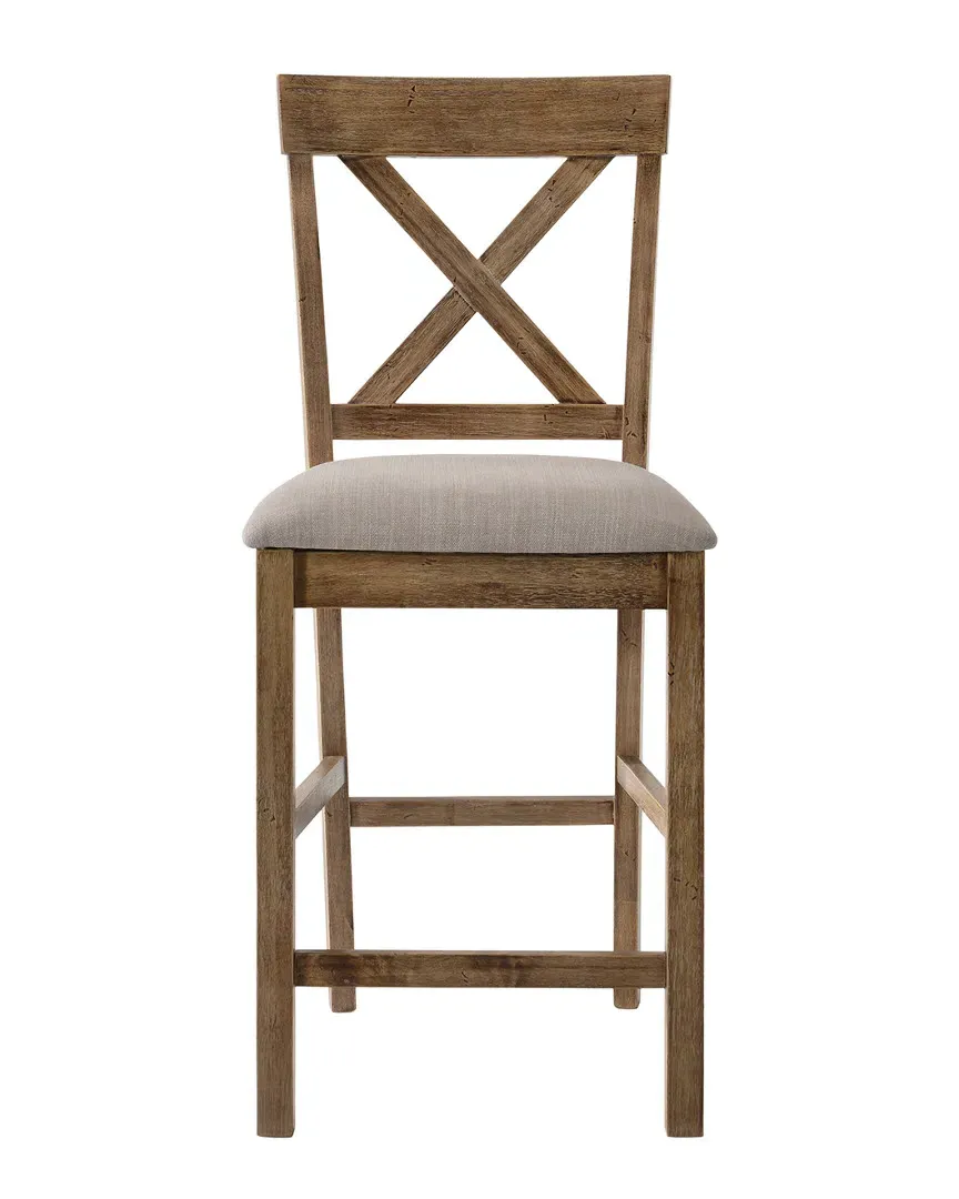 Martha II Counter Height Chair Set of 2 - Tan, Linen