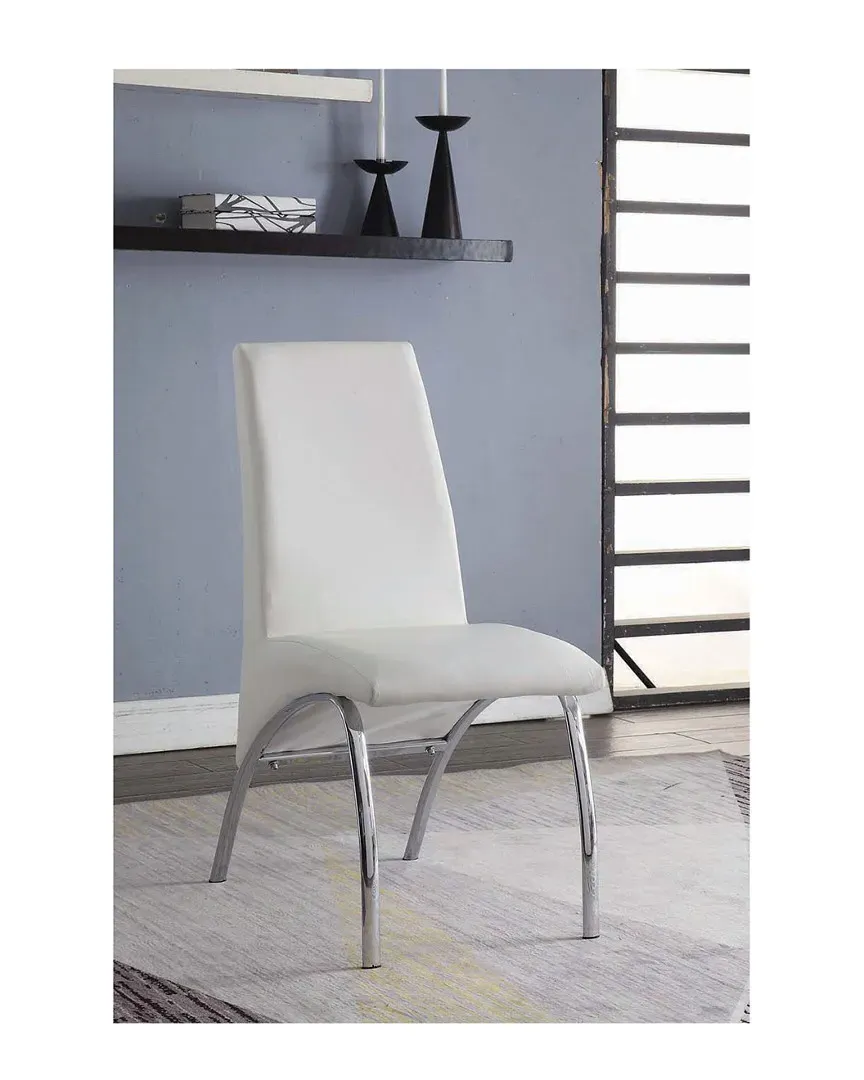Pervis Set of 2 Side Chairs - White, Chrome