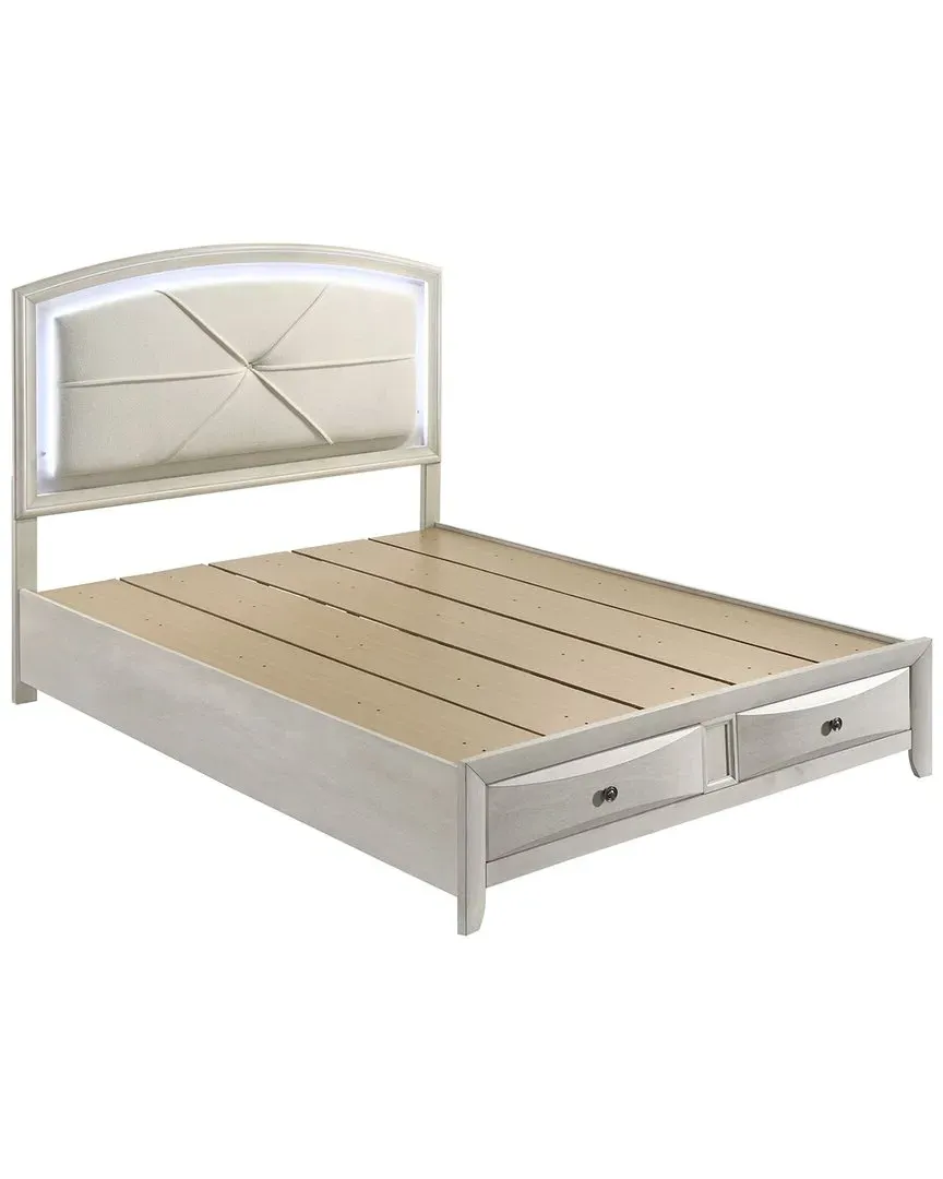 Ramondi Queen Bed with Storage & LED - Antique White image
