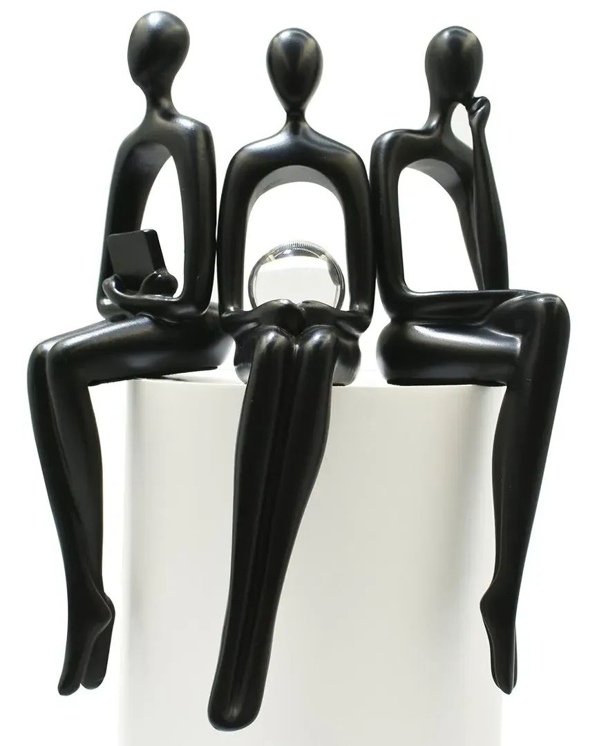 3pc Shelf Sitters Sculptures - Black, Resin image