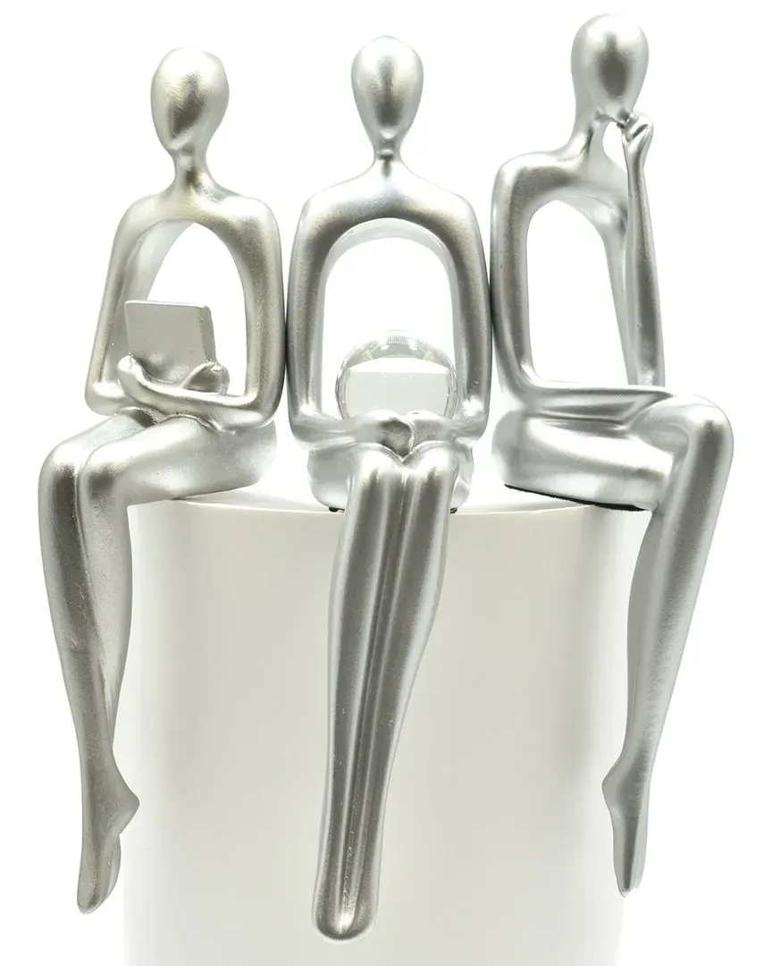 3pc Shelf Sitters Sculptures - Silver, Resin