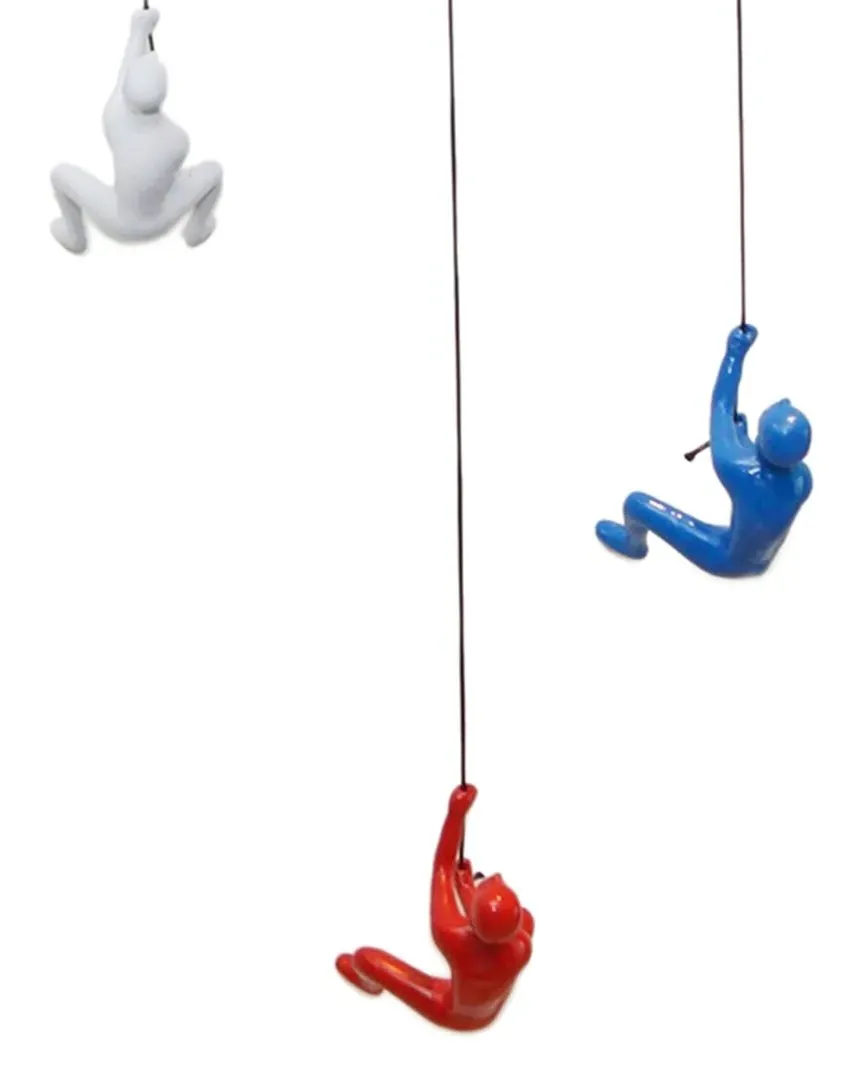 Climbing Man USA Pack of 3 Wall Art Pieces - Red White Blue image