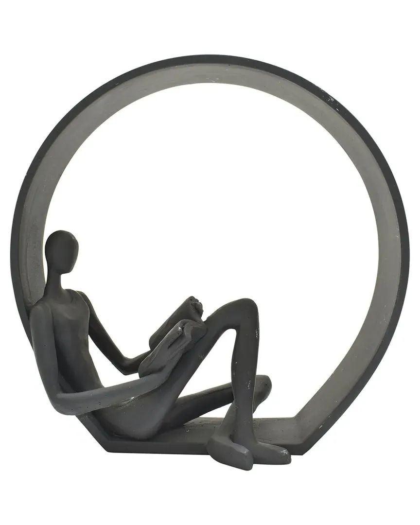 Encircled Reader Sculpture - Black, Resin image