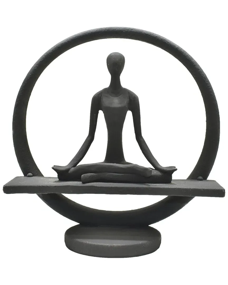 Yoga Meditation Circle Sculpture - Black, Resin image