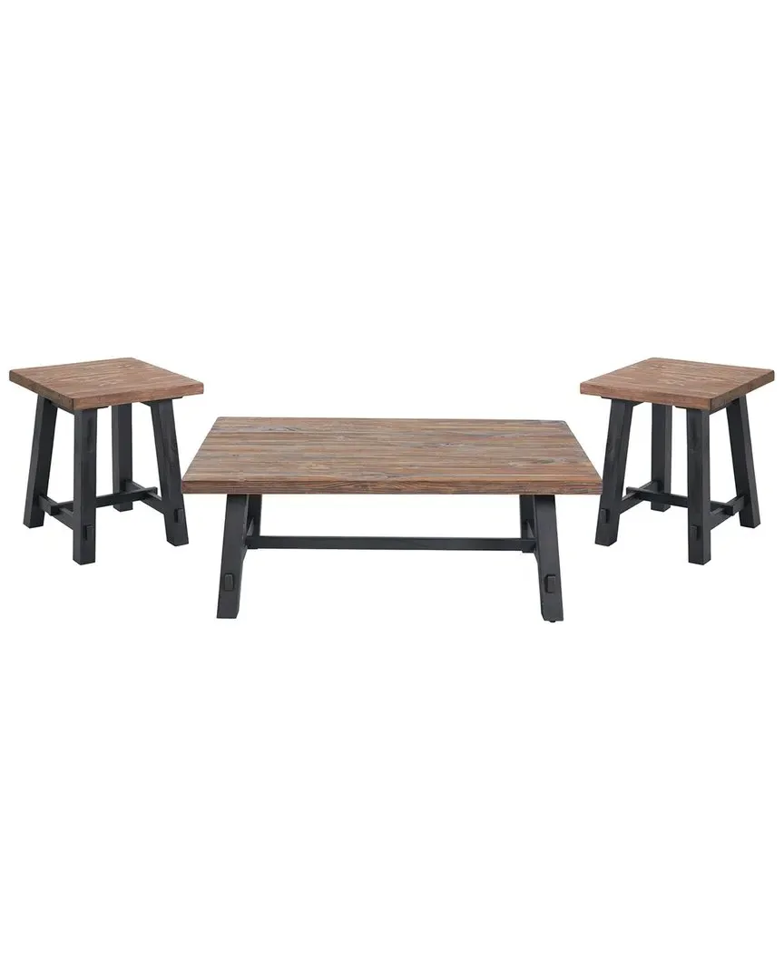 Adam 3-Piece Coffee Table Set with Side Tables - Pine