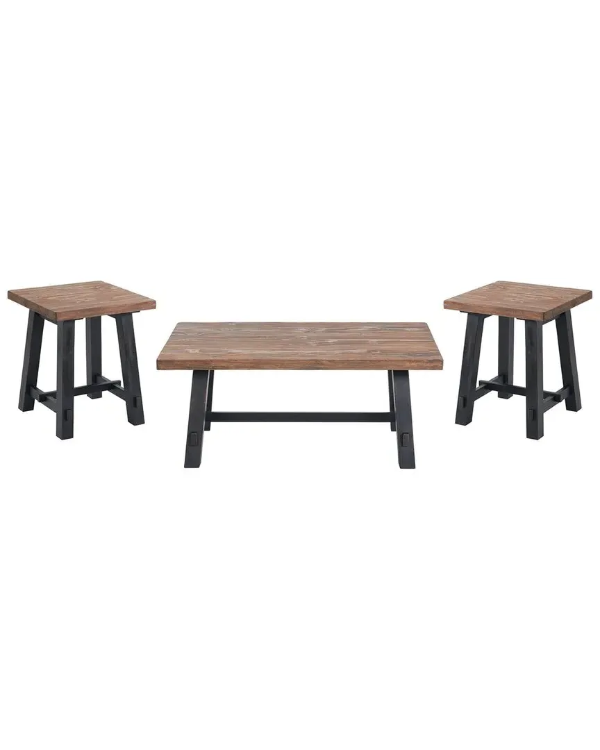 Adam 3-Piece Coffee Table Set with Side Tables - Pine image