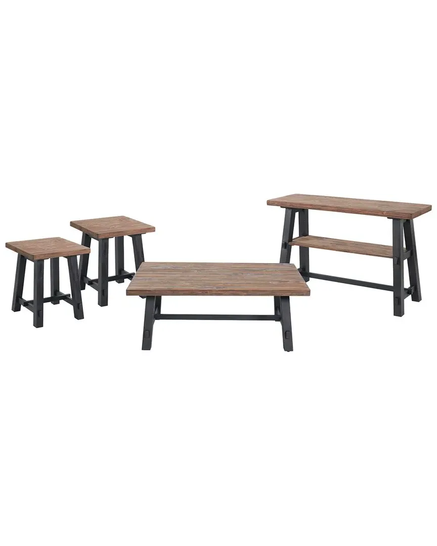 Adam 4-Piece Table Set with Console and Side Tables - Pine