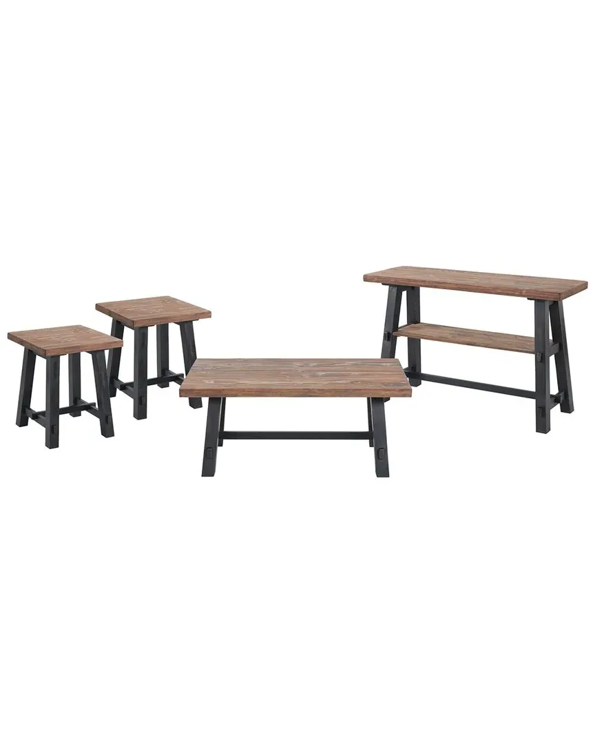 Adam 4-Piece Table Set with Console and Side Tables - Pine