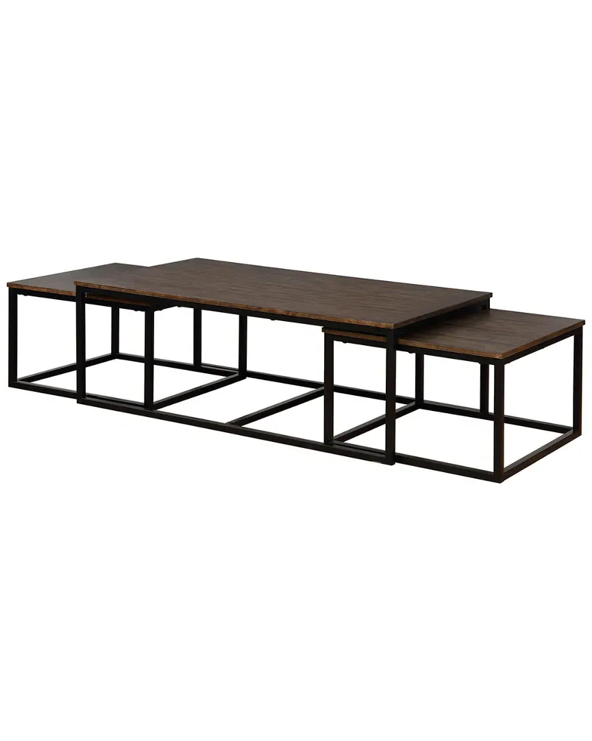 Arcadia Coffee Table with Nesting Tables - Antiqued Mocha, Acacia