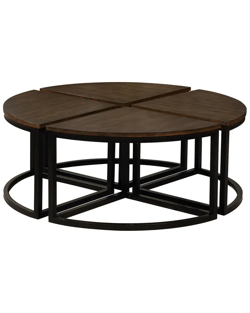 Arcadia Round Wedge Tables Set of 4 - Antiqued Mocha, Acacia