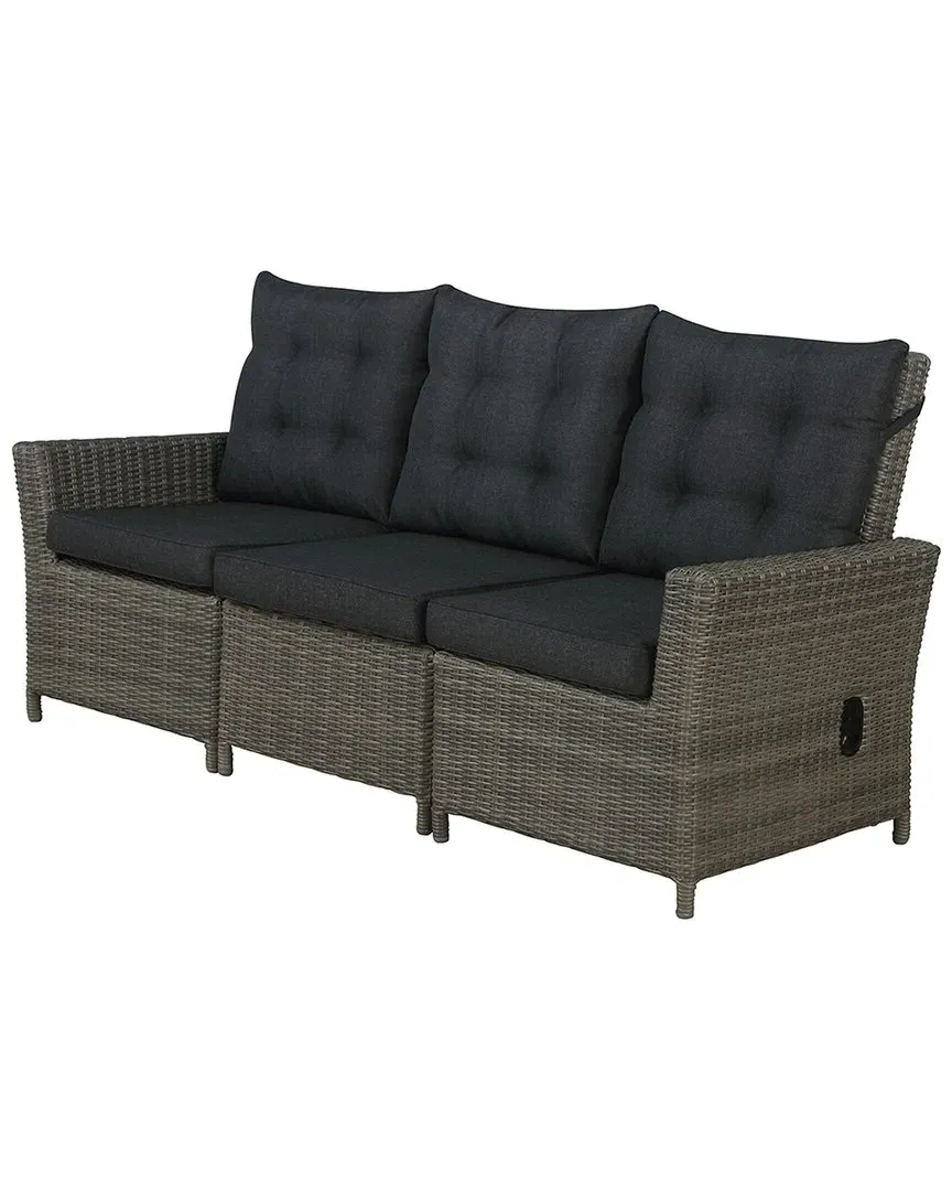 Asti 3-Seater Reclining Sofa with Cushions - Dark Grey, Wicker image