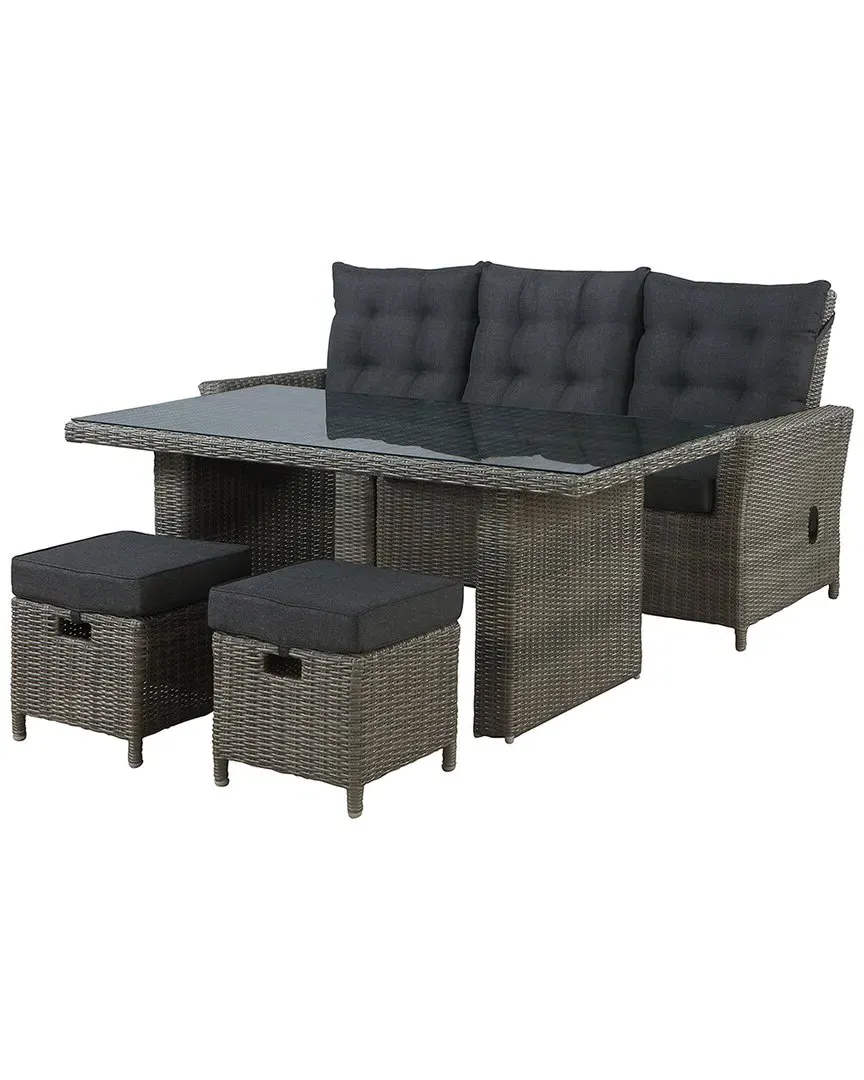 Asti 4-Piece Outdoor Seating Set with Reclining Sofa - Dark Grey, Wicker