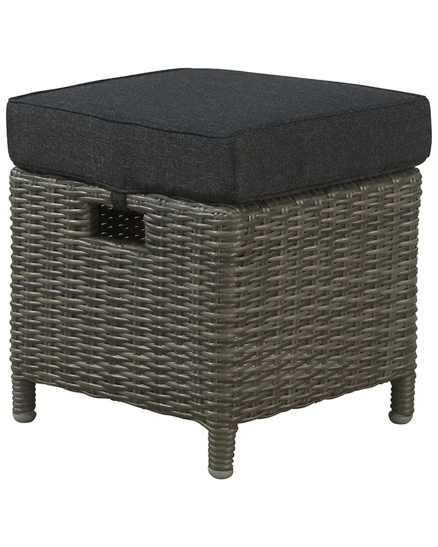 Asti Square Ottomans with Cushions, Set of 2 - Dark Grey, Wicker image