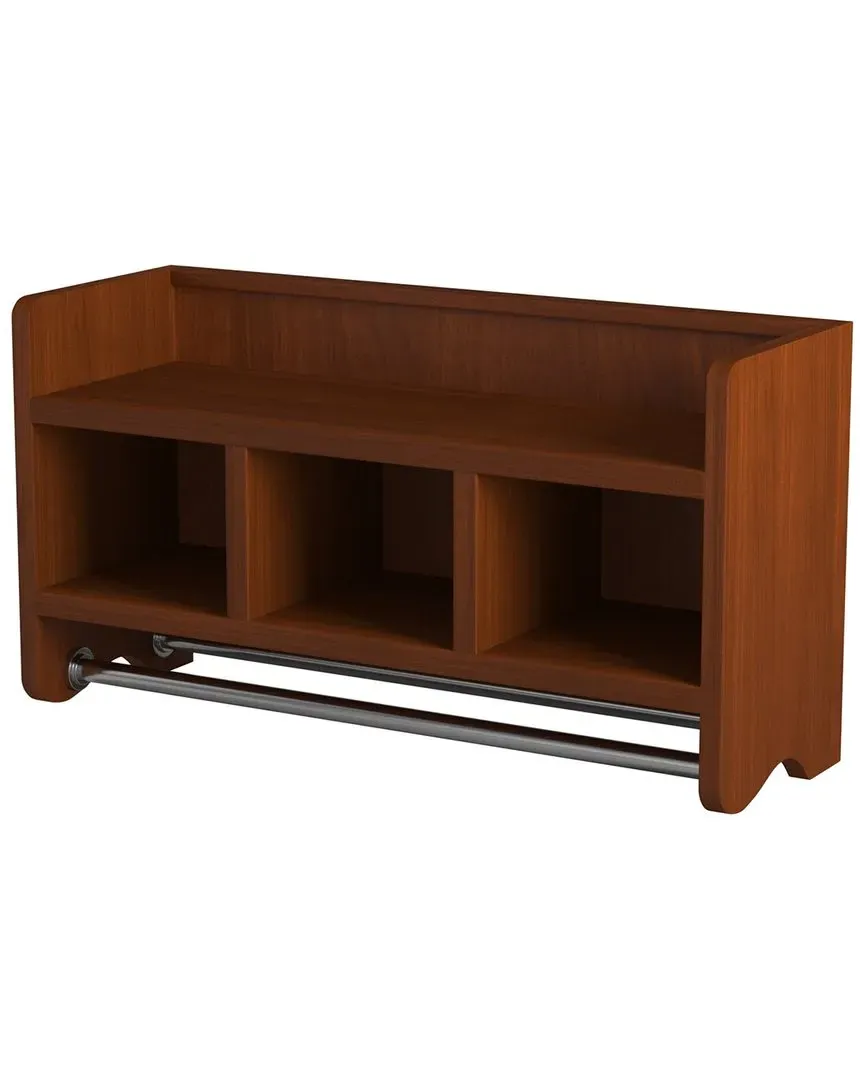 Bath Storage Shelf with Towel Rods - Chestnut image