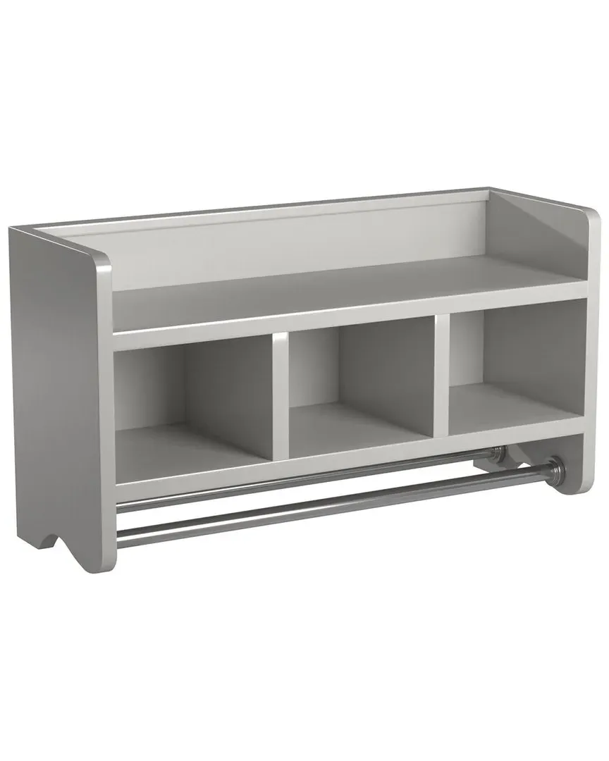 Bath Storage Shelf with Towel Rods - Grey