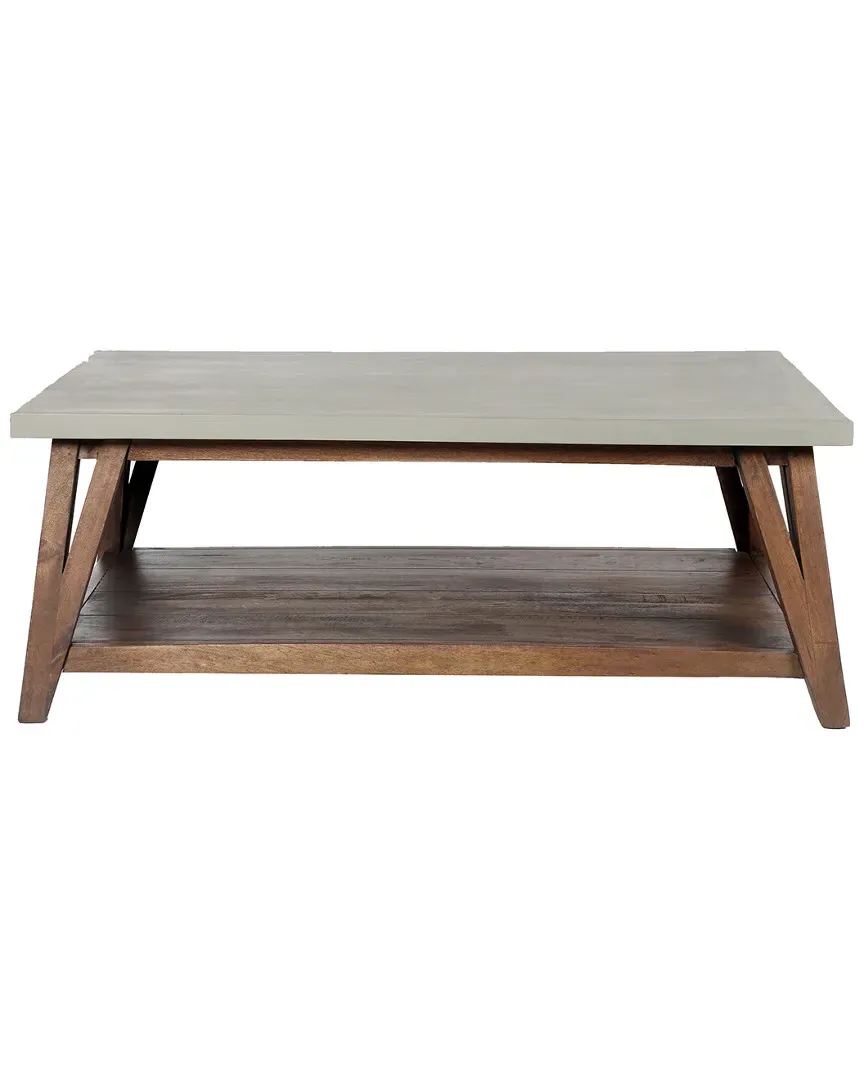 Brookside Coffee Table with Shelf - Mango Wood, Concrete