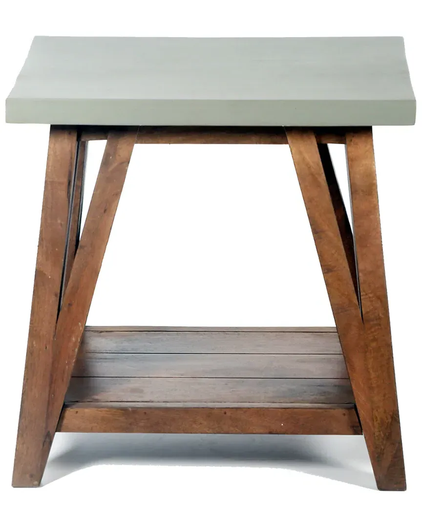 Brookside End Table with Shelf - Mango Wood, Concrete image