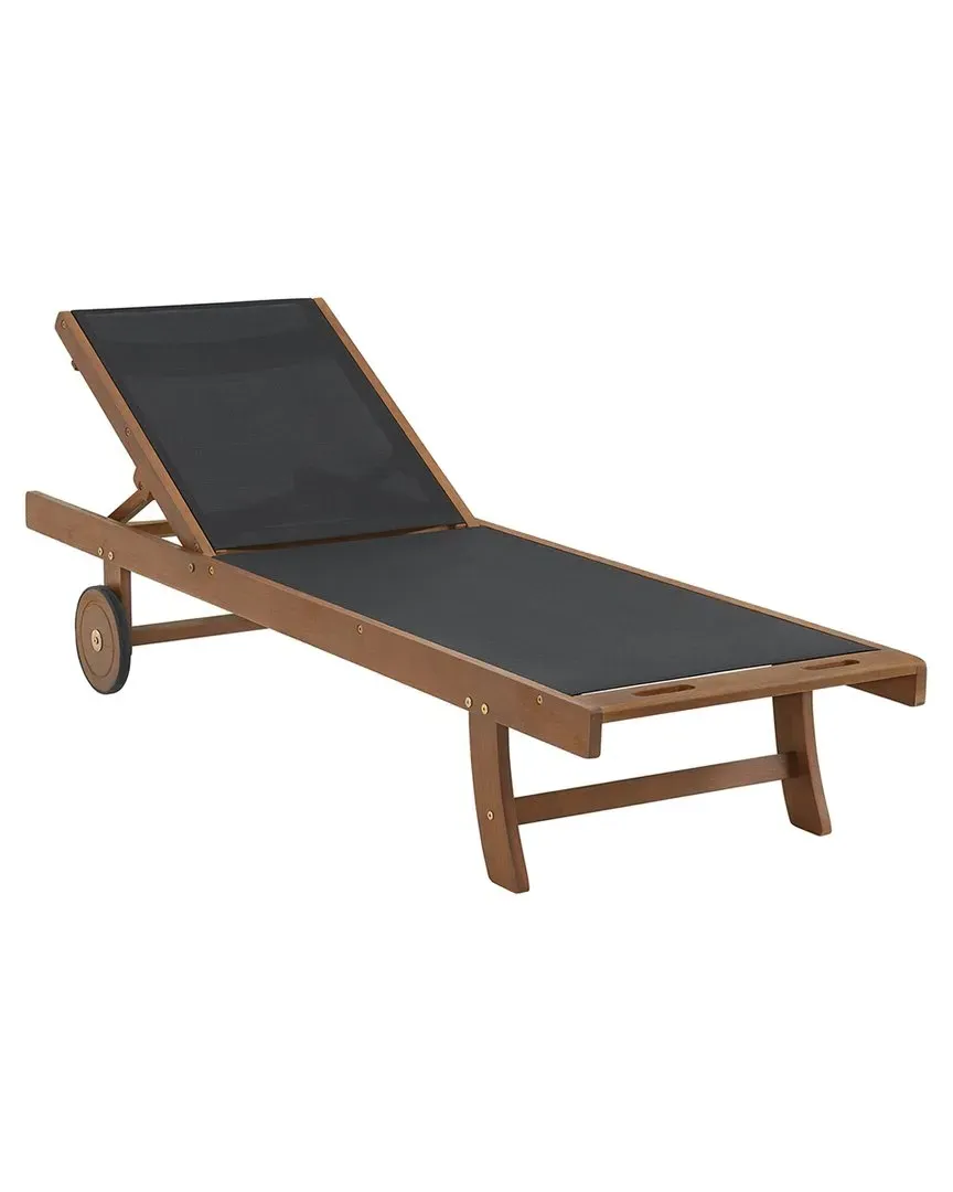 Caspian Outdoor Lounge Chair with Mesh - Natural, Eucalyptus