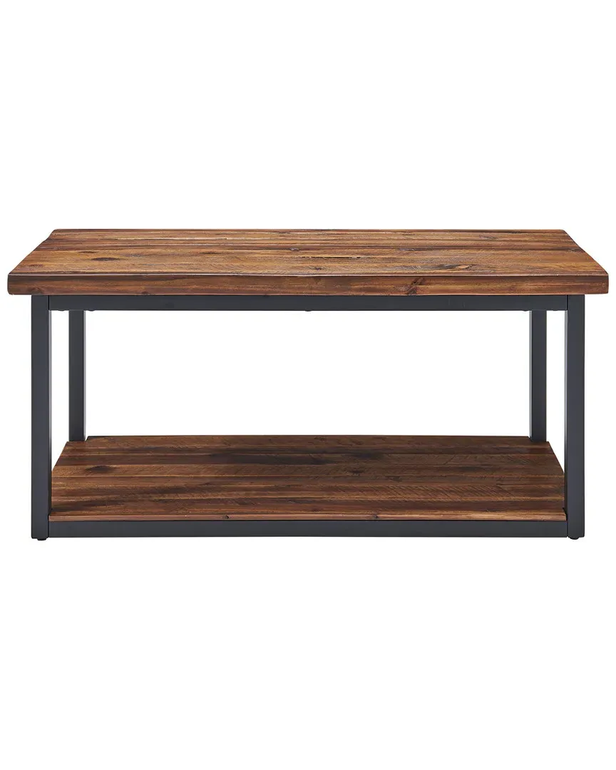 Claremont 40in Bench with Low Shelf - Rustic Wood