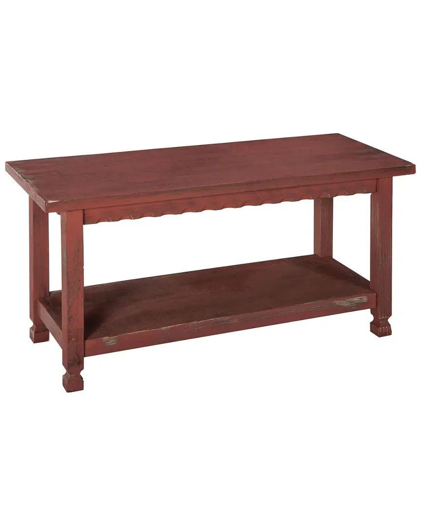 Country Cottage Bench with Storage Shelf - Red