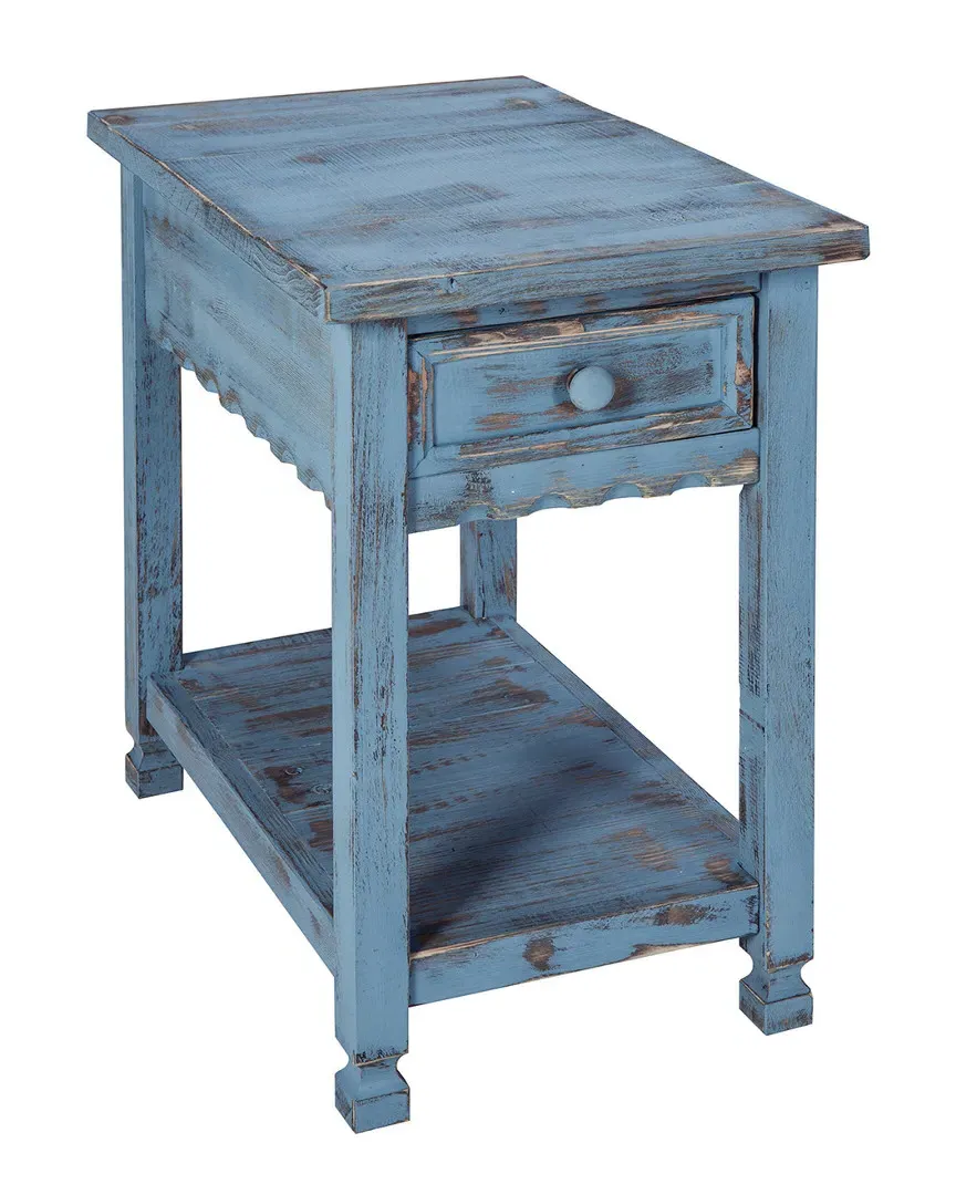 Country Cottage Chairside Table with Drawer - Blue