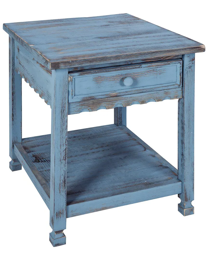 Country Cottage End Table with Drawer - Blue