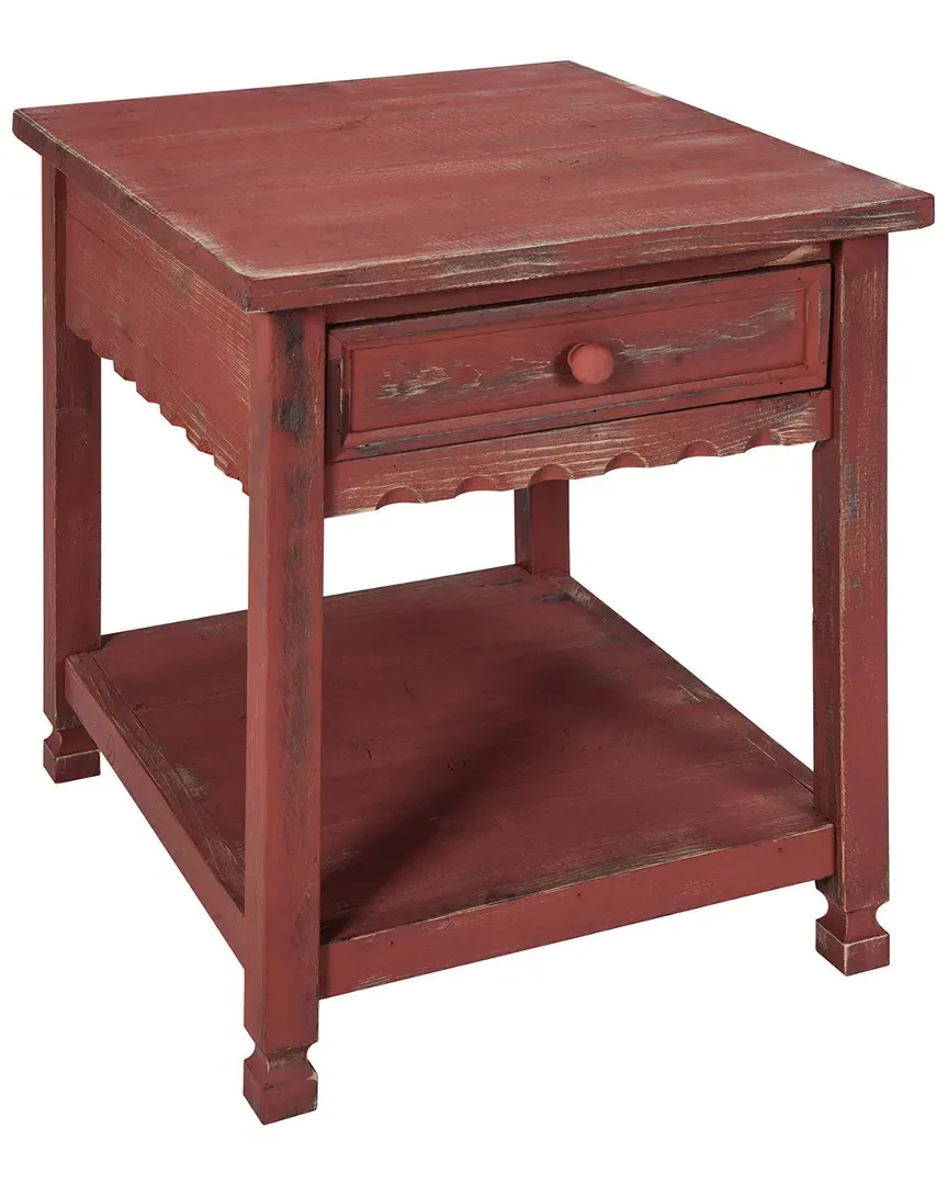 Country Cottage End Table with Drawer - Red