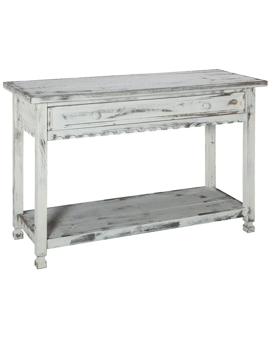 Country Cottage Media Console Table - White