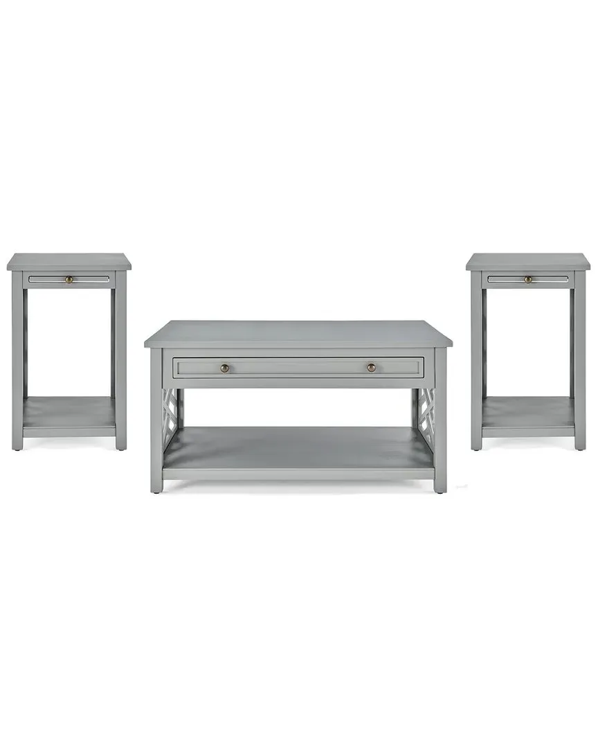 Coventry 3-Piece Coffee Table Set with Drawer & Tray - Grey