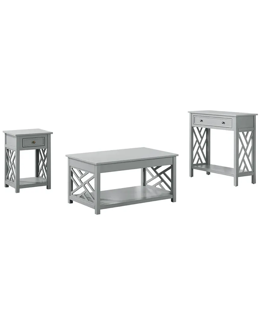 Coventry 3-Piece Table Set with Drawers - Grey