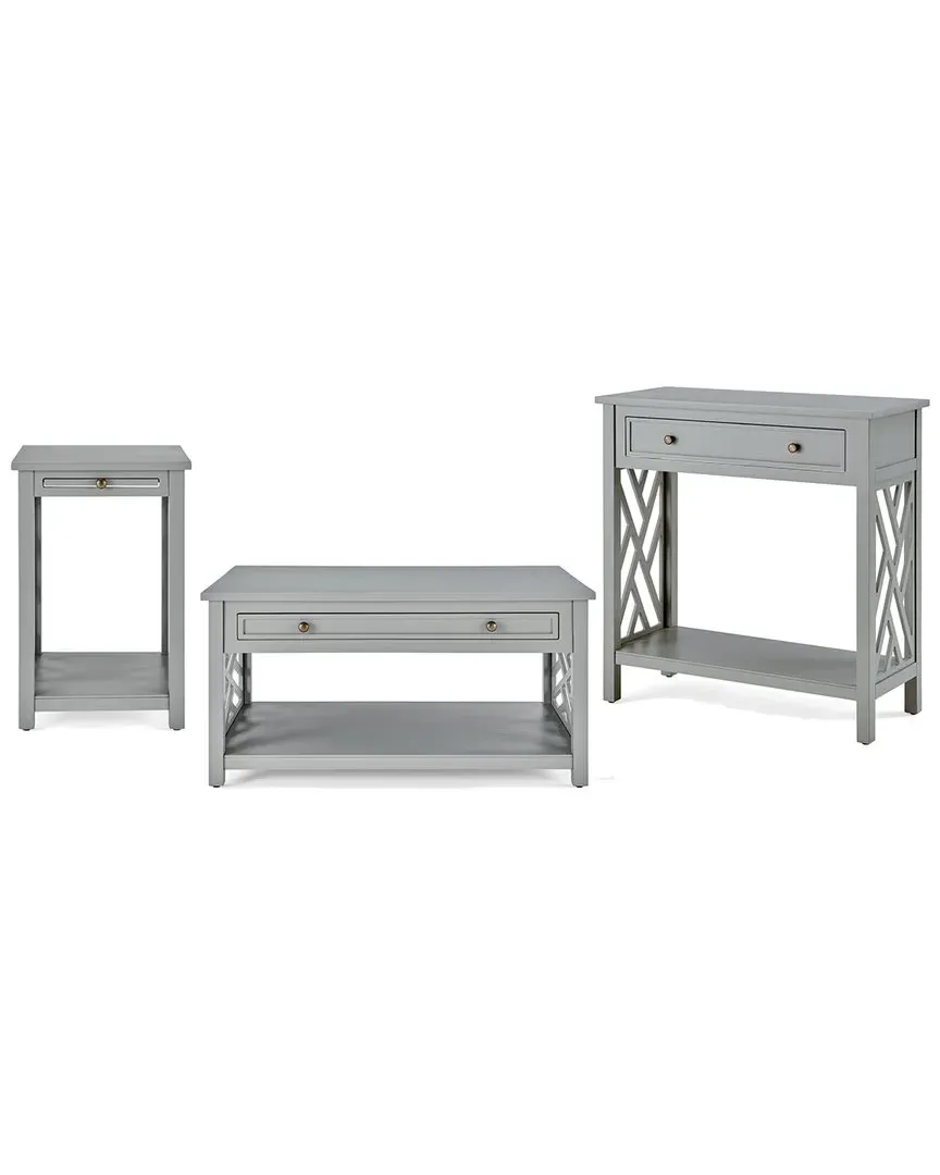 Coventry Coffee Table, End Table & Console Table Set - Grey