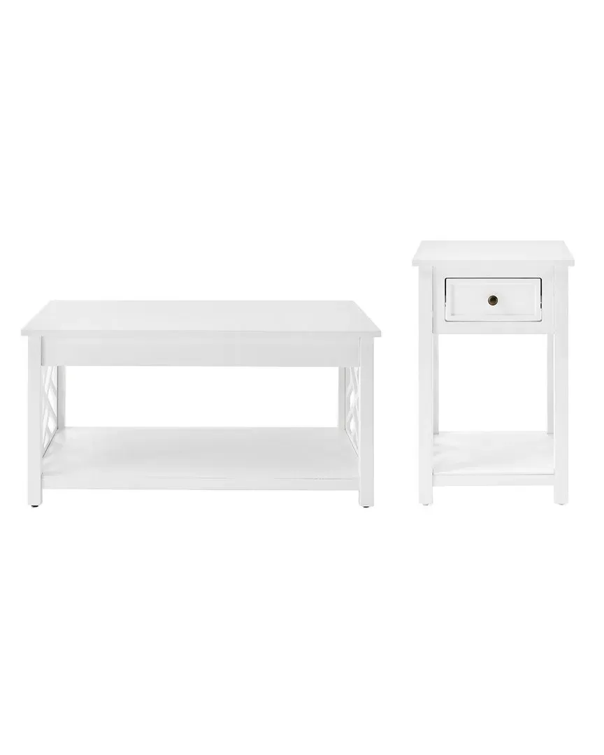 Coventry Coffee Table & End Table Set with Drawer - White