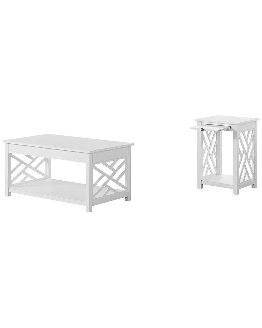 Coventry Coffee Table & End Table Set with Tray Shelf - White image