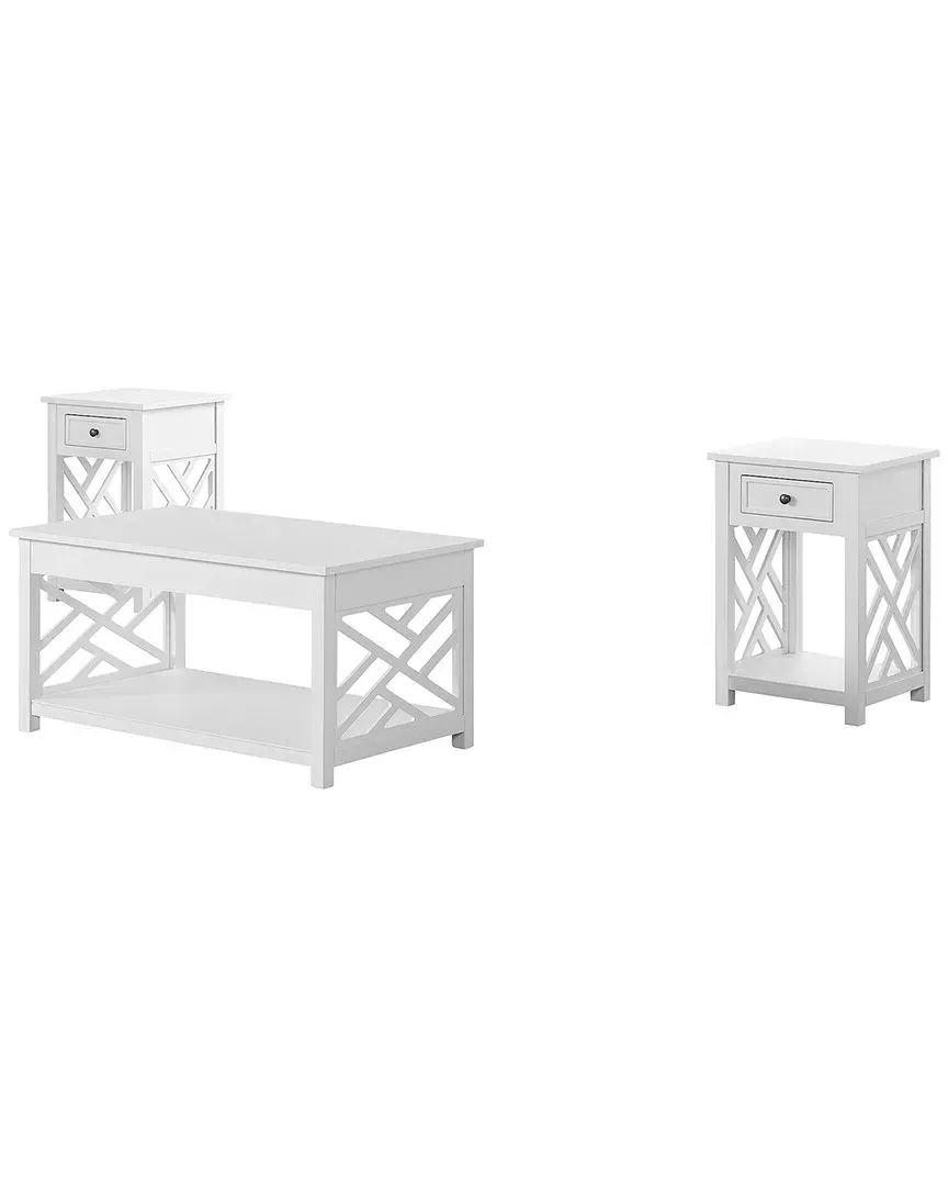 Coventry Coffee Table & Two End Tables with Drawers - White