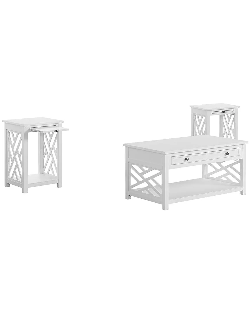 Coventry Coffee Table with Drawer & Two End Tables - White