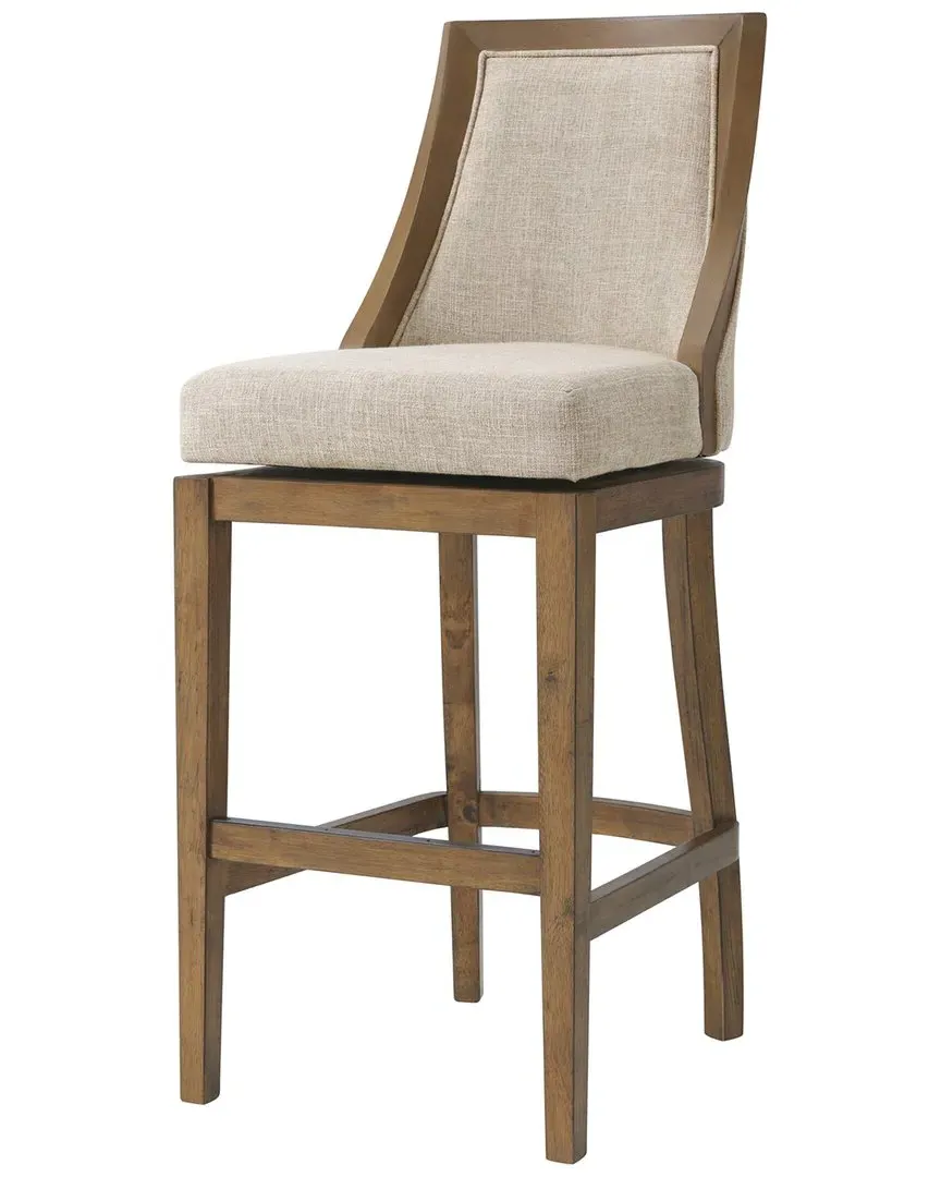 Ellie Rectangle Bar Height Stool with Back - Brown, Rubberwood